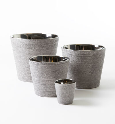 Glitter blomsterpotte konisk sølv 17 cm Glitter blomsterpotte konisk sølv 17 cm